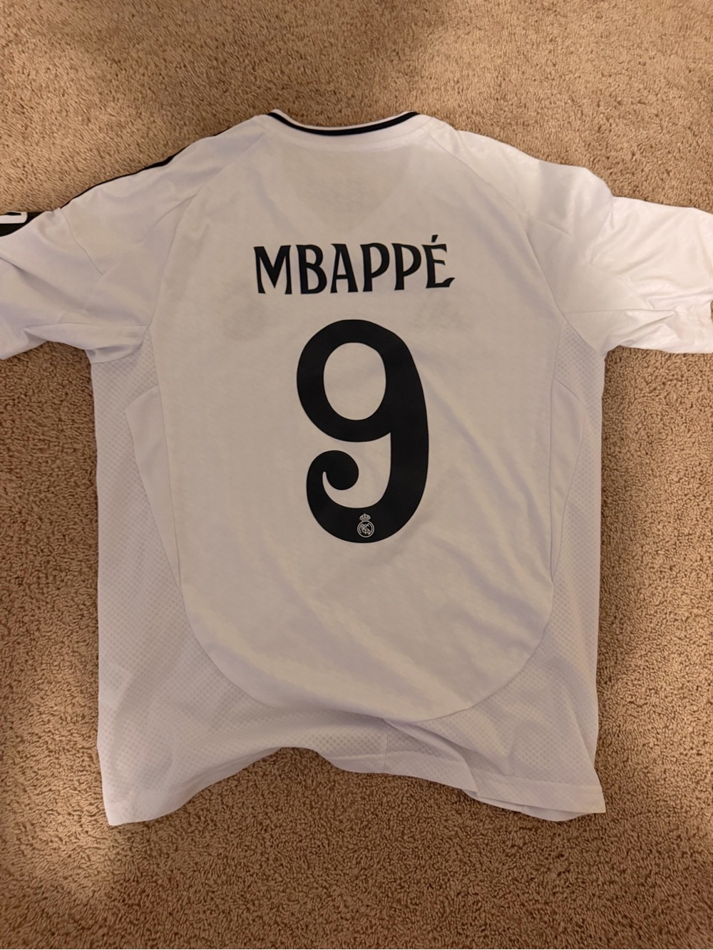 adidas White Men’s Football Jersey with Black Number 9